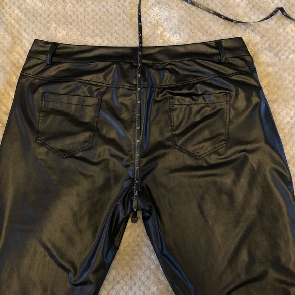 Black Metallic Leather Pants - Picture 9 of 11